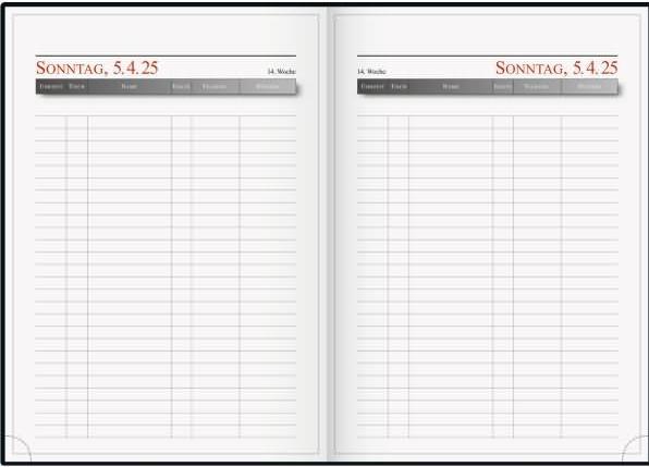 Produktbild Rido Buchkalender Reservierung A4 1 Tag/2 Seiten Balacron dunkelblau 2025 (A4, Deutsch)