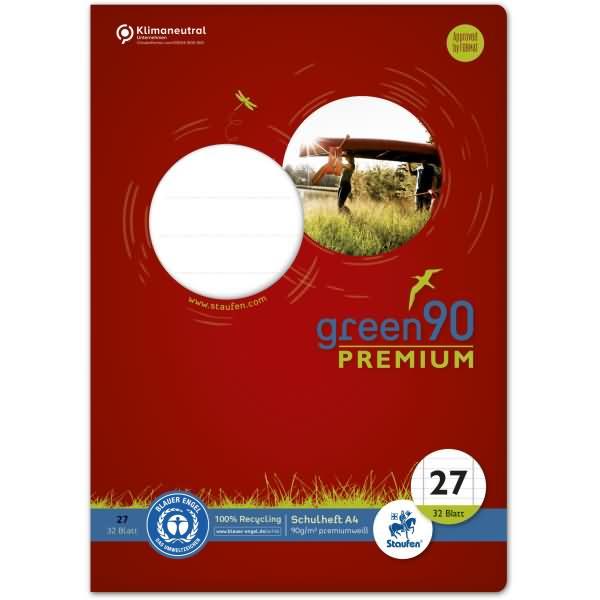 Immagine prodotto Staufen Quaderno a righe verdi 27 righe DIN A4 margine interno ed esterno, 32 fogli (A4, Righe, Copertina rigida)