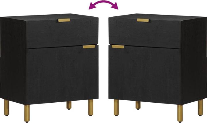 Actual product image VidaXL Bedside table Bedside cabinet Bedside chest of drawers Bedside console Black wood-based material (50 x 33 x 60 cm)