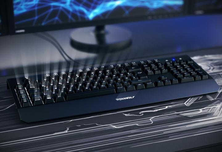 Actual product image Titanwolf Gaming Keyboard "Enforcer" mechanical, LED lighting / QWERTY / Keyboard with Kailh Blue Switches (DE, Cable)
