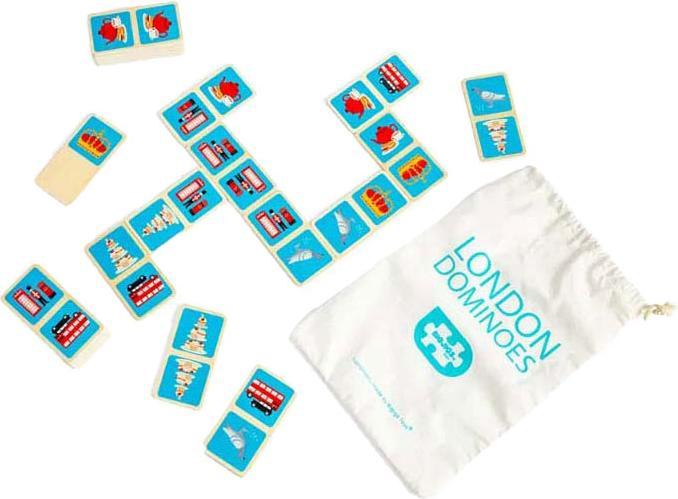 Actual product image Bigjigs London-Dominospiel aus Holz, 28-teilig.