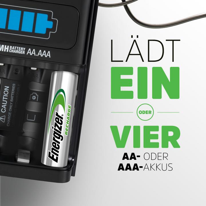 Produktbild Energizer Recharge 1-Hour (4 Stk., AA, AAA, 2300 mAh, Ladegerät inkl. Akku)