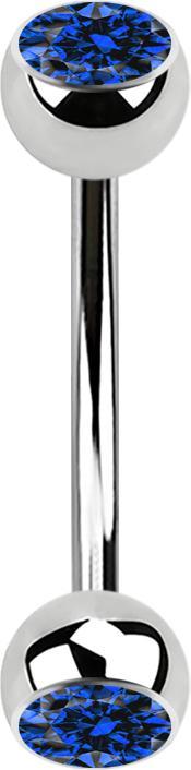 Produktbild Star Piercing Micro Banane silber mit zwei Kugeln Kristall dunkelblau (Chirurgenstahl 316L, ohne Messing)