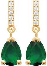 Actual product image Lara Gold Plated Earrings - Zirconia - Synthetic Emerald