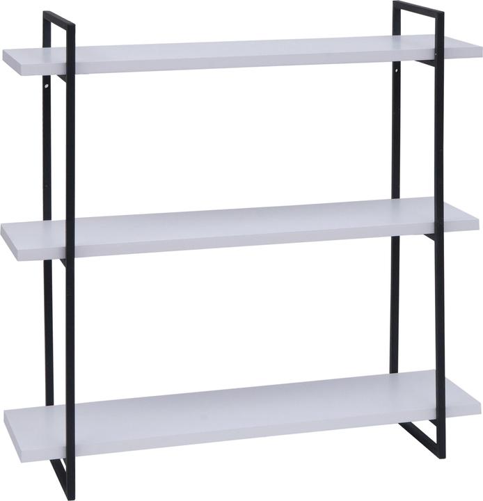 Image du produit Mendler Etagère murale HWC-K78, 3 étagères en métal massif-bois industriel 60x60x18cm - blanc, métal noir (60 x 60 x 18 cm)