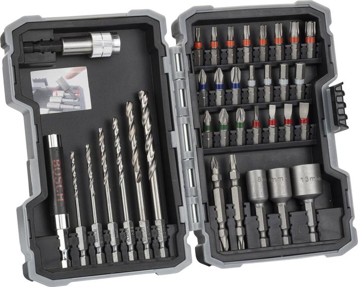 Bosch Professional Zubehör 35-teiliges Set mit Bohrern+Schrauberbits, HSS-G, Extra Hard, PH, PZ, SL, H, T (8/10/13 mm, 2.5/3.0/3.5/4.0/5.0/6.0 mm)