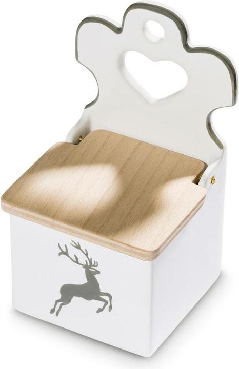 Produktbild Gmundner Keramik Grauer Hirsch Salzfass mit Holzdeckel (H: 18cm) (Salz)