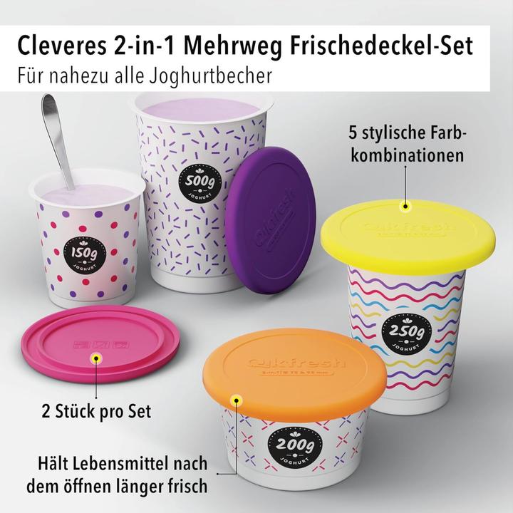 Actual product image Qikfresh Mehrweg Frischedeckel für Joghurtbecher Orange (2 x)