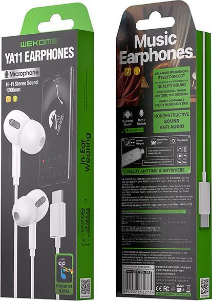 Actual product image Wekome YA11 HiFi headphones with 3.5 mm jack plug (Cable)