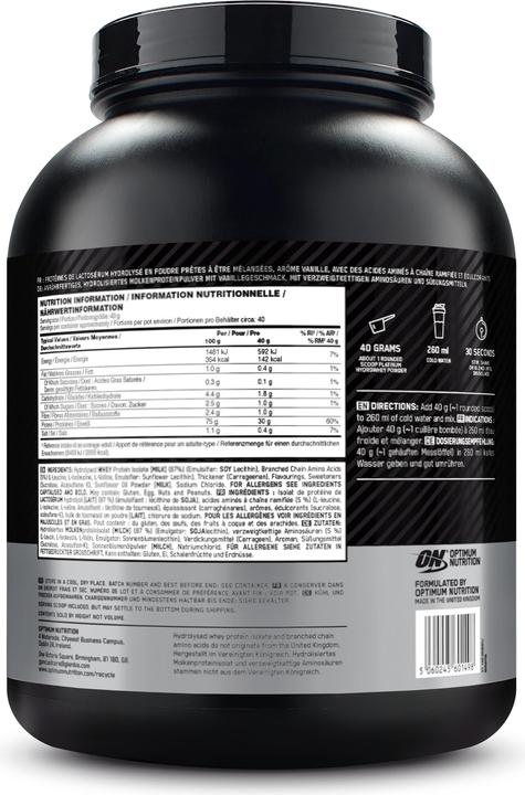 Image du produit Optimum Nutrition Lactosérum de platine (Vanille, 1 pcs, 1590 g)