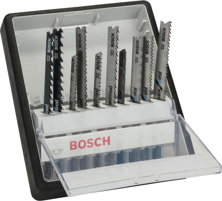 Bosch Professional Zubehör 10-tlg. Stichsägeblatt-Set Wood and Metal, Robust Line, T-Schaft