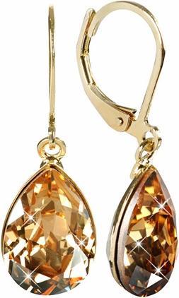 Immagine prodotto Levien Eleganti orecchini placcati oro con cristalli Pear Golden Shadow