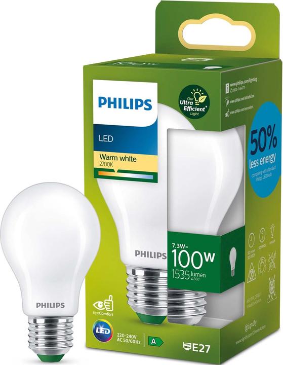Actual product image Philips LED Classic (E27, 7.30 W, 1535 lm, 1 x, A)