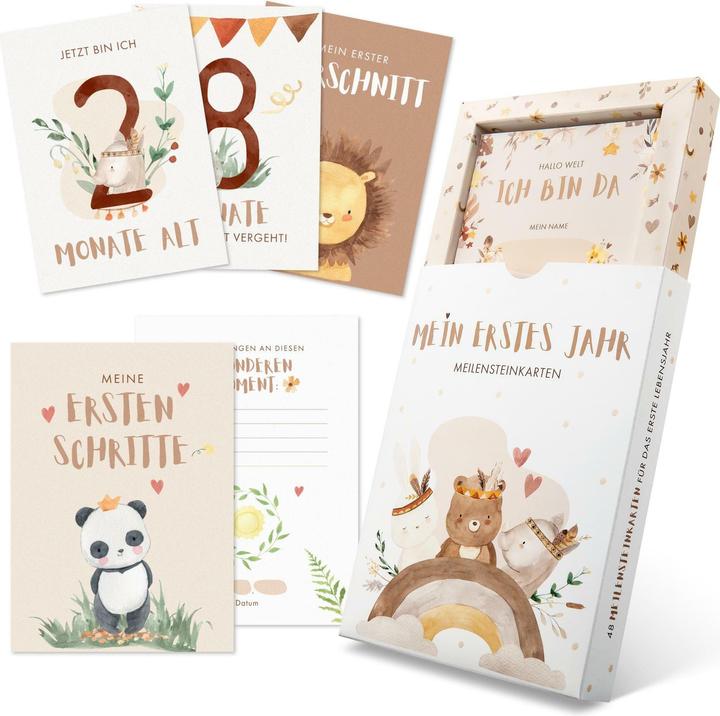 Actual product image Eulentaler Baby milestone cards Boho