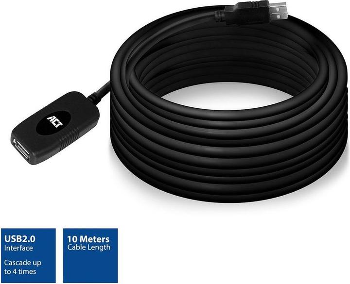 Immagine prodotto AC6010 Cavo USB 10 m 2.0 USB A Nero (10 m, USB 2.0)