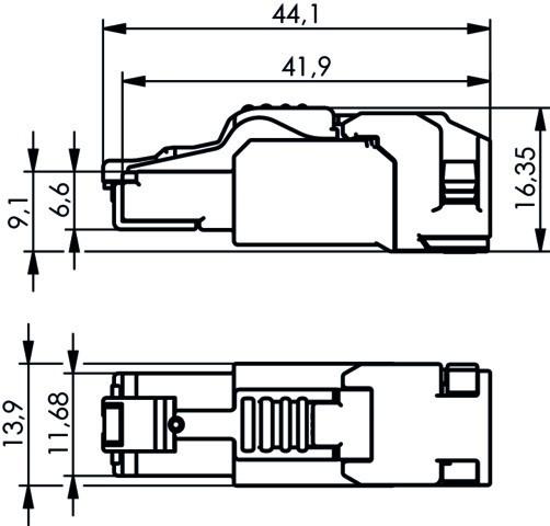 Actual product image Telegärtner RJ45 connector (PU 10) MFP8-SL T568B Cat.6A (Network cable plug)