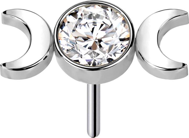Produktbild Star Piercing Threadless silber Kristall silber und zwei Mondsichel (Titan G23, ohne Messing)
