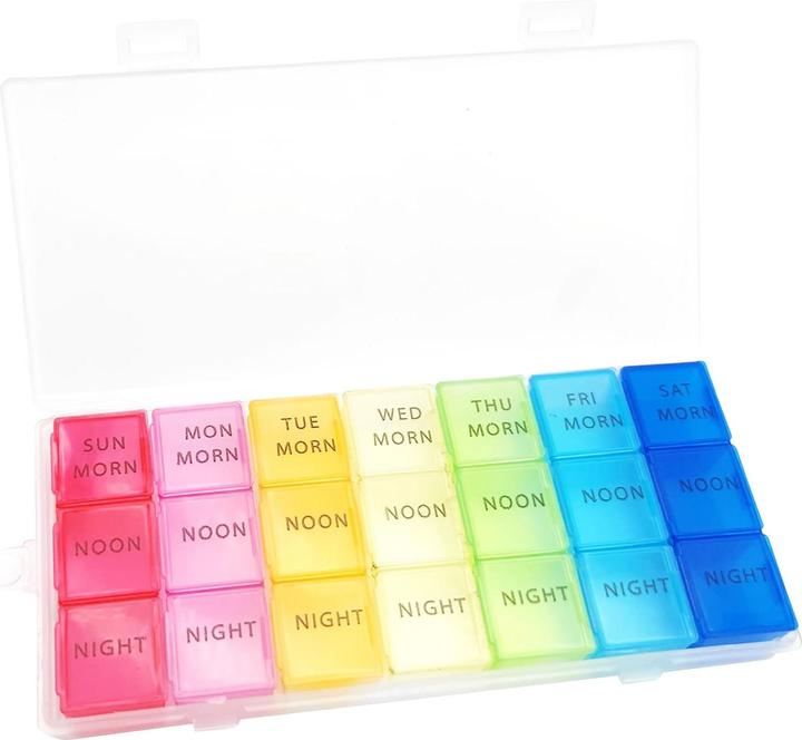 Image du produit Cbx Tablettenbox 7 Tage, Pillendose für eine Woche, Tablettenorganizer mit 21 Fächern