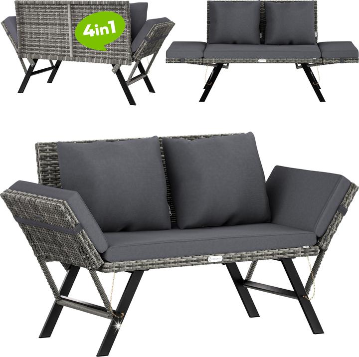 Casaria 2in1 garden bench with cushions