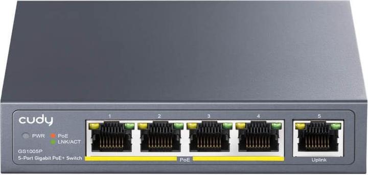 Actual product image Cudy GS1005P network switch Gigabit Ethernet (10/100/1000) Power over Ethernet (PoE) Grey (5 Ports)