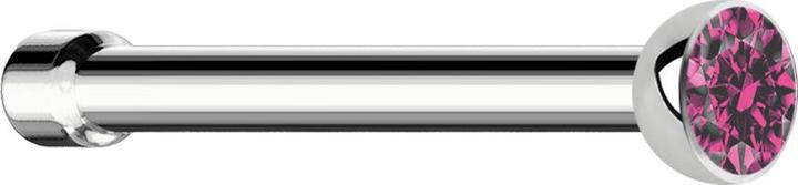 Star Piercing Nasenstecker gerade silber mit Kristall pink (Chirurgenstahl 316L, ohne Messing)