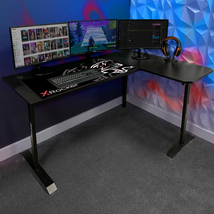 Image du produit X Rocker Bureau de jeu en coin en L réversible Panther XL Ambi Noir Carbone