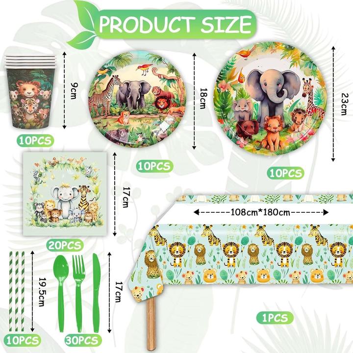Produktbild ASMI 91-teiliges Dschungel Party-Set für Kindergeburtstage