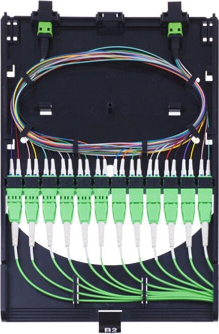 Produktbild BlueOptics HD MPO Kassette 12x LC Duplex UPC 1x MPO 24 Kerne OM5 AF