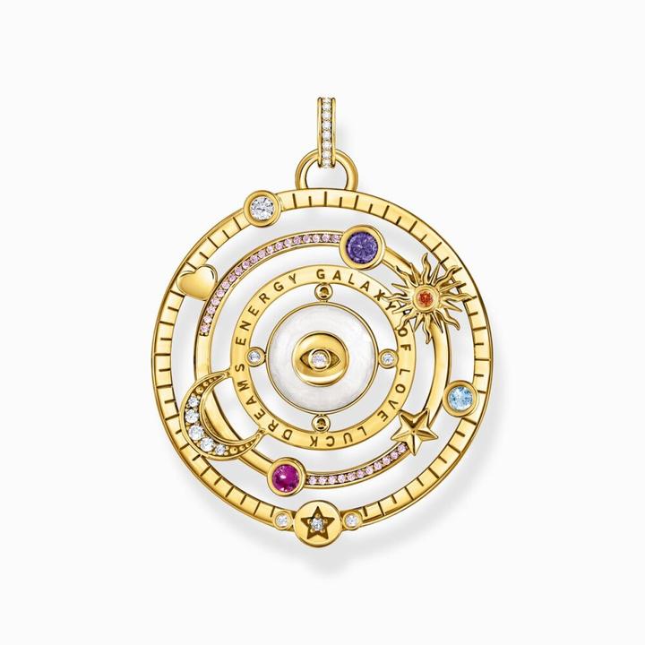 Produktbild Thomas Sabo Kettenanhänger Halbkugel mit Auge bunte Steine vergoldet (Emaille, 925er Silber, Emaille/Silber)