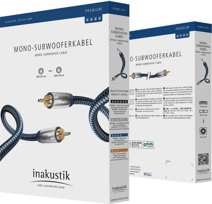 Actual product image Inakustik Premium mono subwoofer cable (3 m, Cinch)