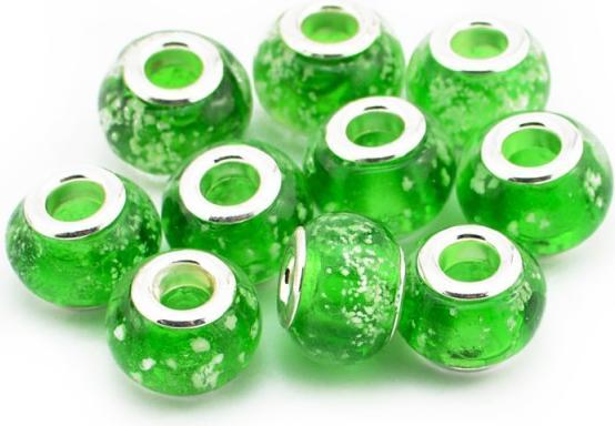 Produktbild Hermex Glas Bead Perle versilbert 925 - Grün (Glas, Silber 925)
