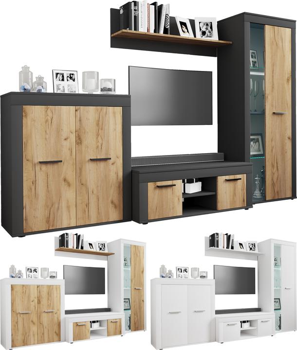 Actual product image VCM 4-piece wall unit set wall unit Usilo L (242 x 37 x 159 cm)