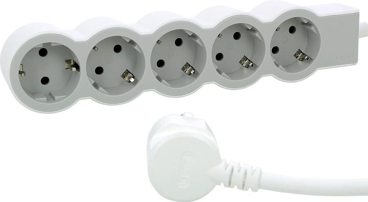 Actual product image Legrand Flat socket strip 5x socket, 3 metre cable white-grey 694563 (5 x, CEE 7/3, CEE 16/5, 3 m)