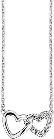 Julie Julsen Amore Halskette 2 Herzen Silber (Silber, 42 cm)