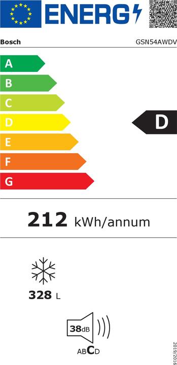Energy Label Bosch Hausgeräte GSN54AWDV (Stand-alone, 328 l)