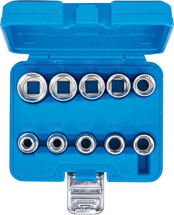 Image du produit BGS Jeu de Douilles, six pans 12,5 mm (1/2") en pouces 10 pièces