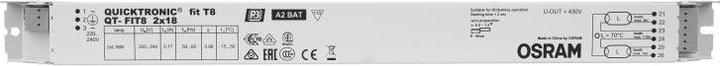 Image du produit Osram QT-FIT8 2X18 - 50000 h - -15 - 50 °C - 198 - 264 V - 50/60 Hz - 15 A - 30 mm