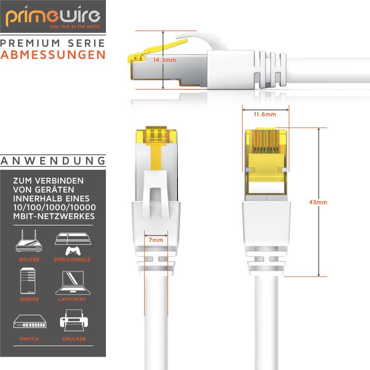 Produktbild Primewire CAT.7 Netzwerkkabel - Ethernet Gigabit Lan Kabel RJ45 - 10 Gbit/s - Patchkabel - komp. CAT.6 CAT.8 (S/FTP, PiMF, CAT7, 30 m)