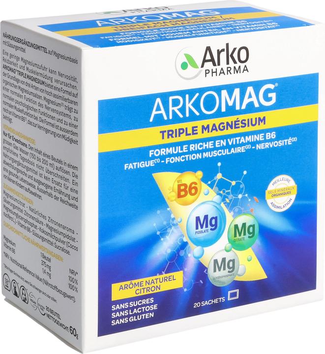 Arkopharma Arkomag Dreifach Magnesium Beutel 20 Stk (20 Stück, Beutel)