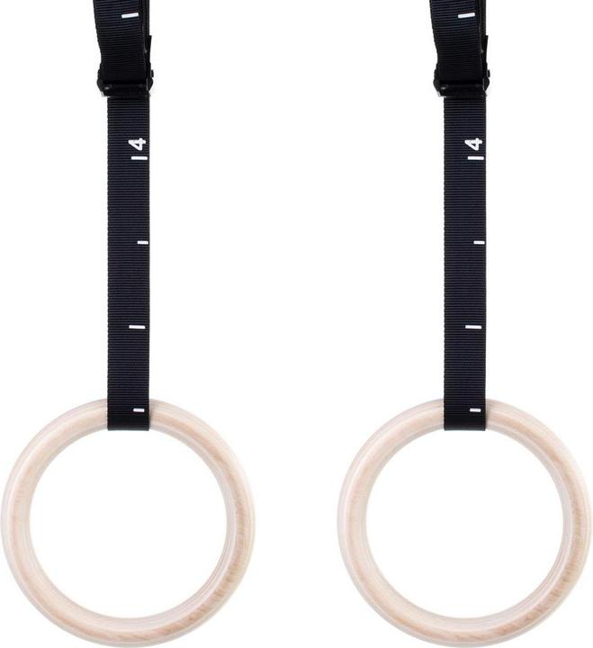 Produktbild Pullup & Dip Turnringe aus Holz inkl. Sportbeutel, Befestigungsgurten und Türanker