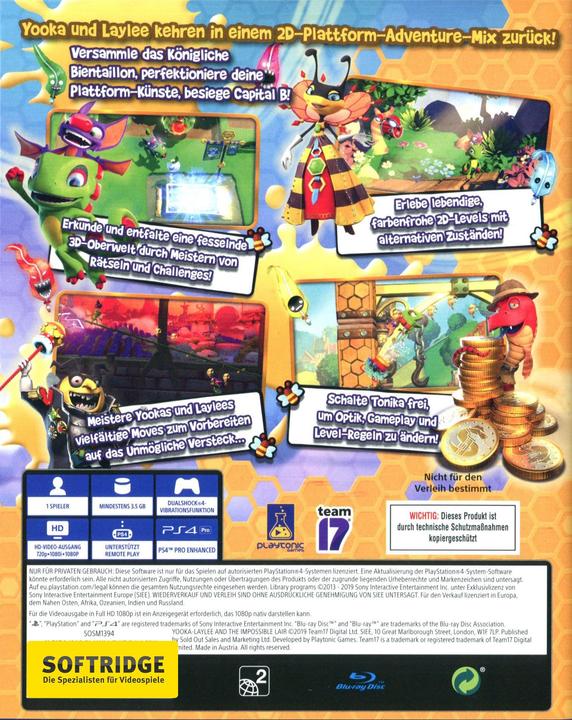 Produktbild Team17 Yooka-Laylee and the Impossible Lair (PS4, DE)