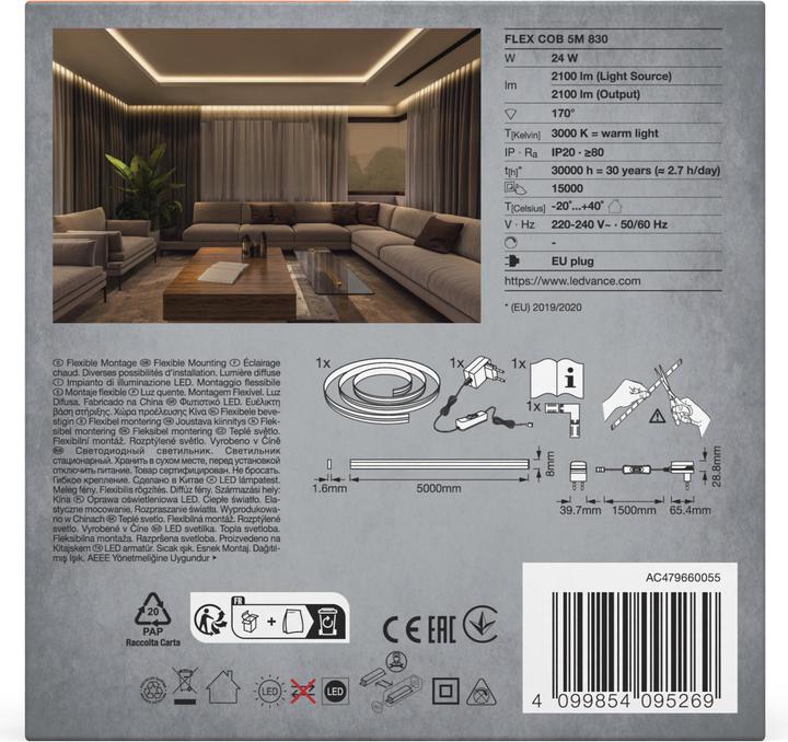 Actual product image Ledvance Cob Strips (Warm white, 500 cm, Indoor)