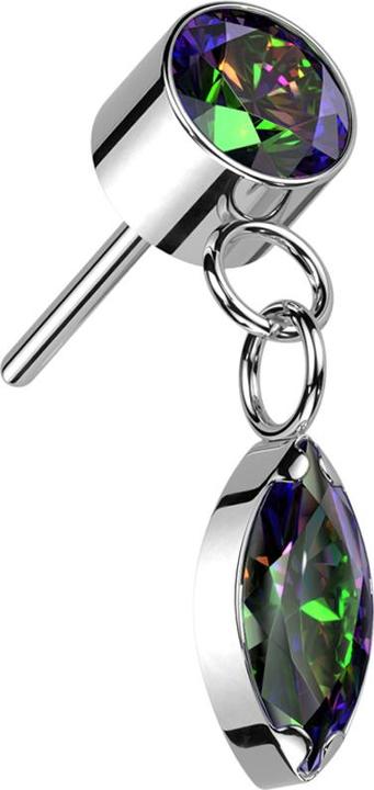 Produktbild Star Piercing Threadless Zylinder silber Kristall dunkel multicolor Anhänger Ovaler Kristall dunkel multicolor (ohne Messing, Titan G23)