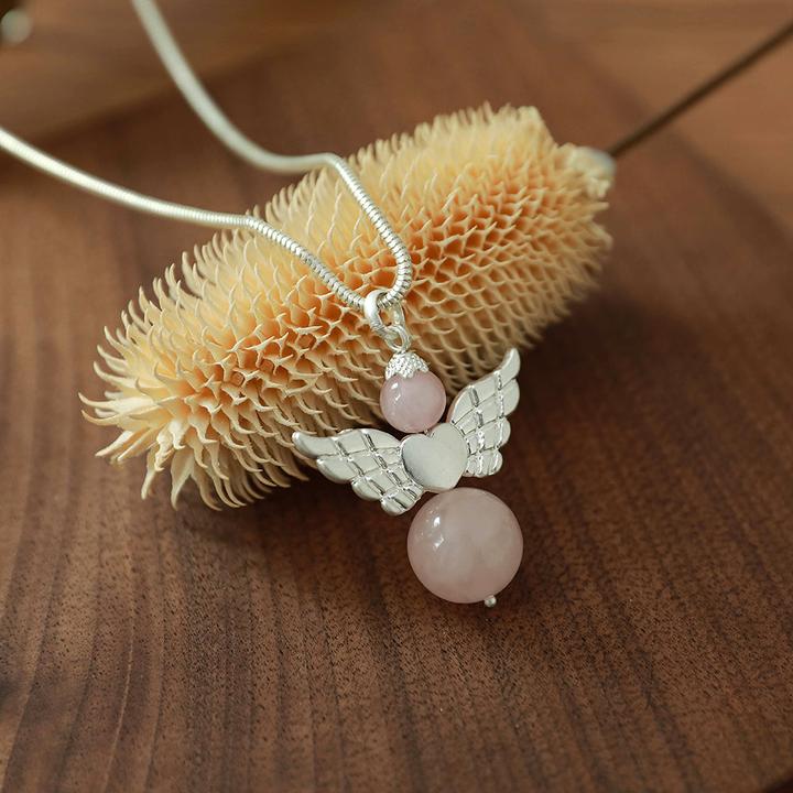 Immagine prodotto Andreani Collana con grande pendente a forma di angelo in vero quarzo rosa (Metallo)