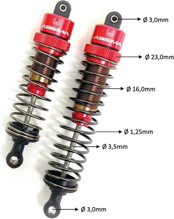 Actual product image Absima 1:8 Alu. Standard Dampers 100mm (2)