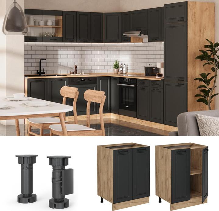 Produktbild Vicco Küchenunterschrank R-Line, Anthrazit Landhaus/Goldkraft Eiche, 60 cm, AP Anthrazit