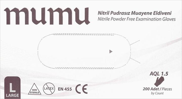 Actual product image OEM MUMU nitrile gloves, powder-free, 200 pieces, size L, blue (L)
