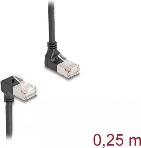 Image du produit Delock Câble réseau RJ45 Cat.6A S/FTP Slim 90° haut / bas (S/FTP, CAT6a, 0.25 m)