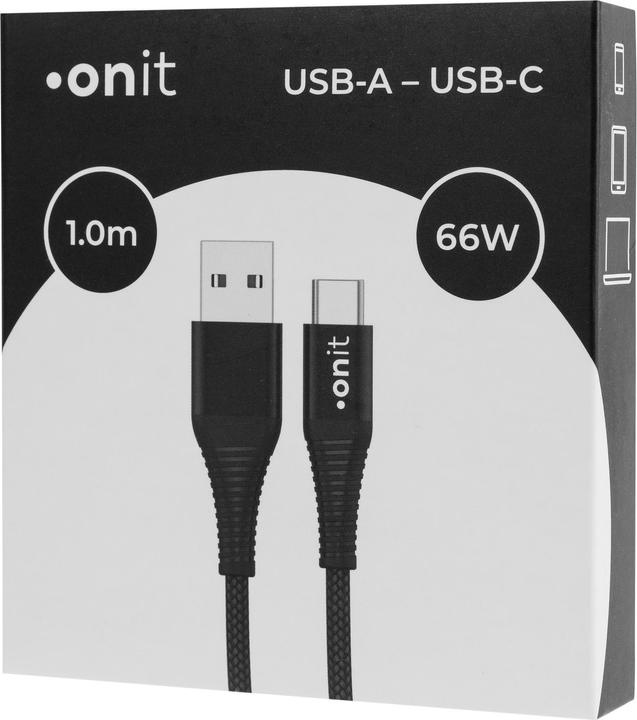 Produktbild Onit USB 2.0-Kabel USB A - USB C 1 m, Schwarz (1 m, USB 2.0)