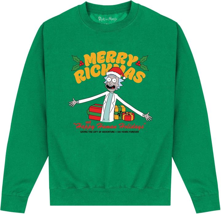 Actual product image Rick And Morty Unisex Adult Happy Human Holidays Sweatshirt (L)